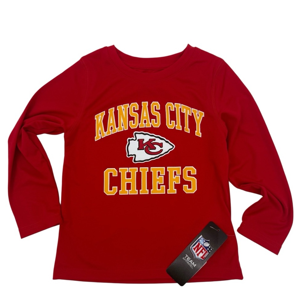 Kansas City Chiefs Little Boys Size 7 Long Sleeve T-Shirt NFL Team Apparel NWT